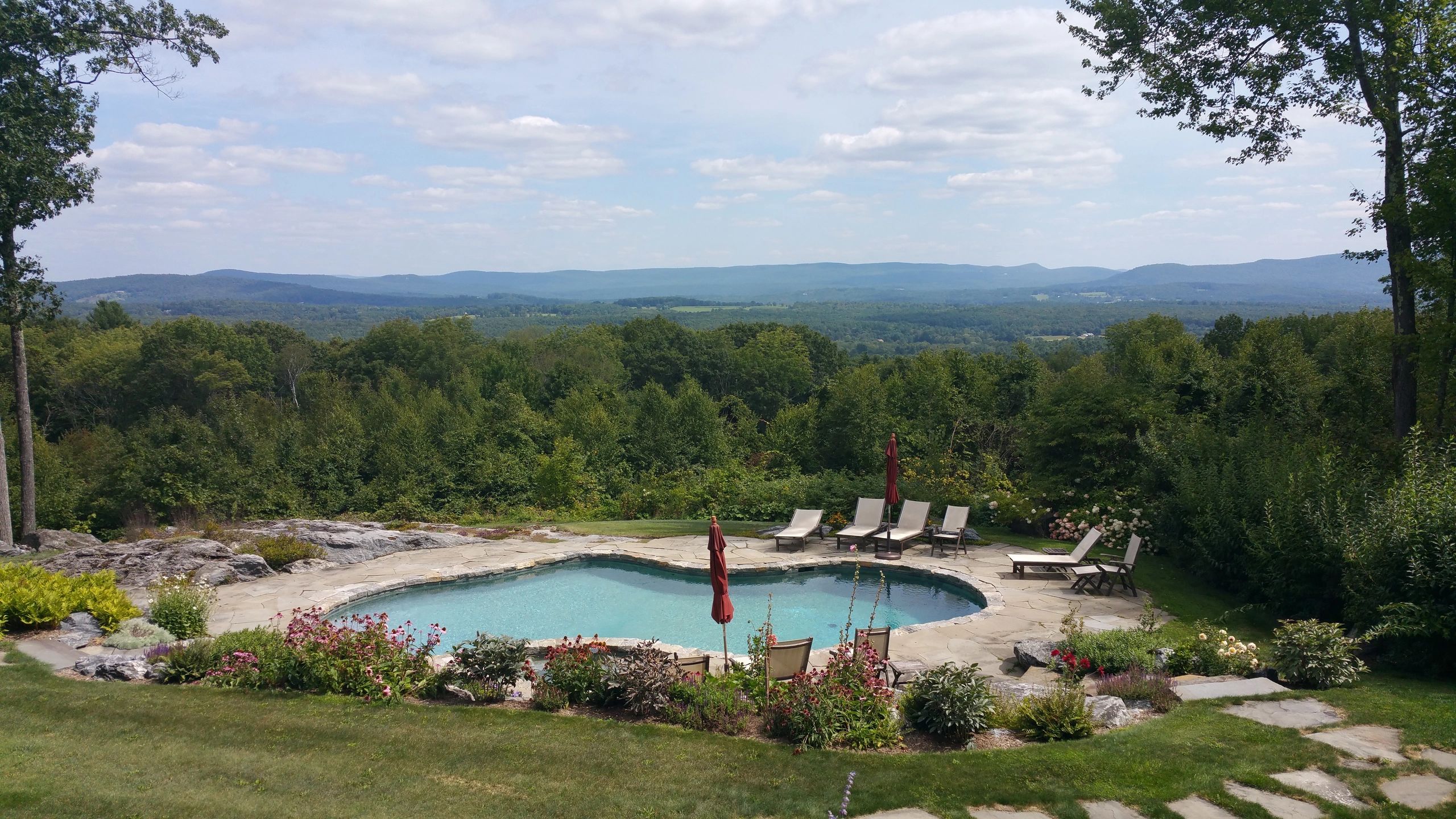 Luxury backyard pool with mountain view